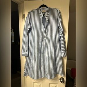 Blue and White Striped Long Sleeve Dress